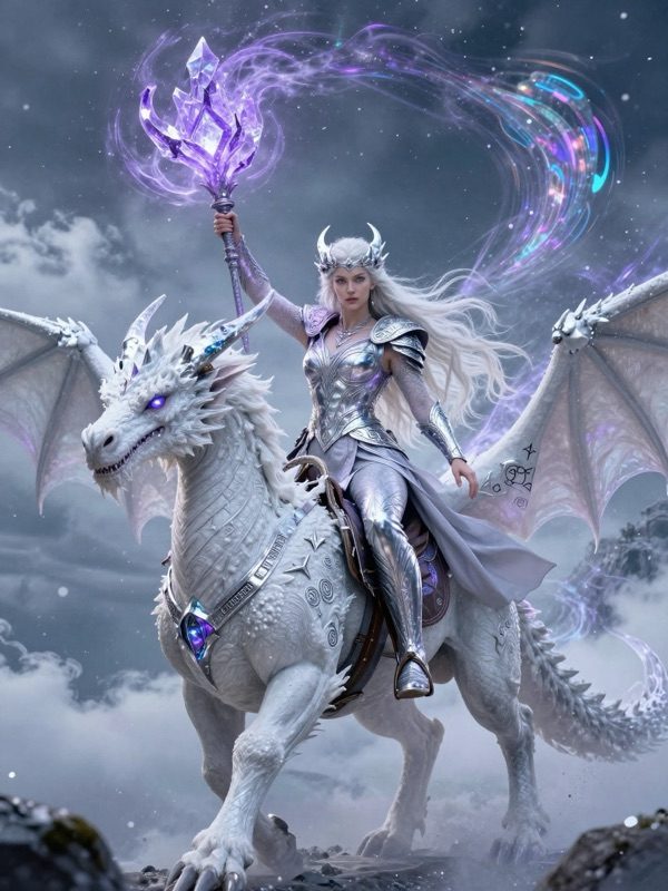 AI generated frost valkyrie character portrait