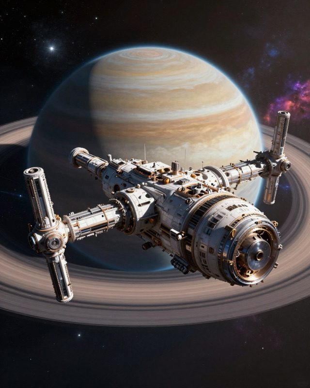 AI generated orbital space station scene